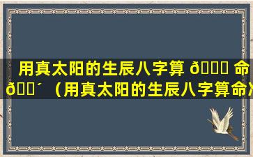 用真太阳的生辰八字算 🍁 命 🐴 （用真太阳的生辰八字算命准不准）